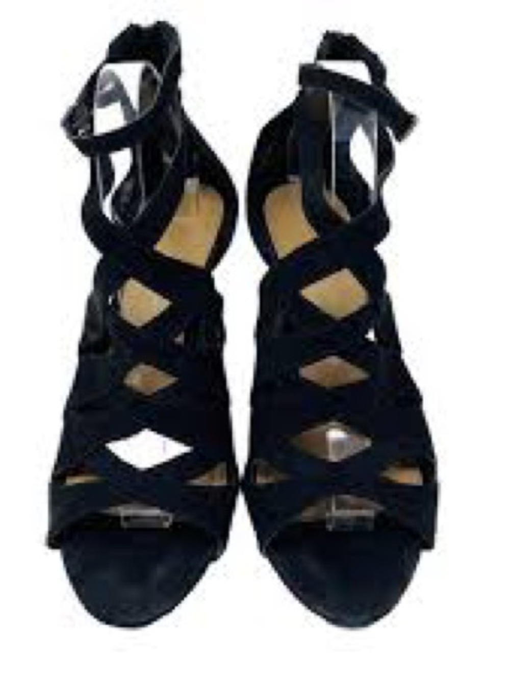 Christian Siriano Black Crisscross Ankle-Strap Heels